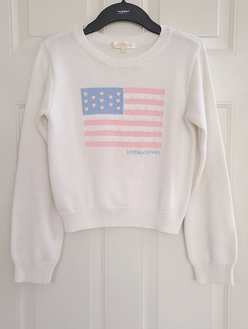 LoveShackFancy Tween Girls Heritage Ty Flag Pullover Sweater Size 12 Americana